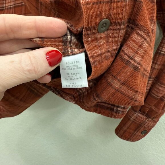 Cabelas Plaid Corduroy Elbow Patch Long Sleeve Button Down Shirt Mens size Large - Picture 3 of 5